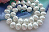 Hand knotted charming 16x19mm white color egg shell pearl necklace 18"