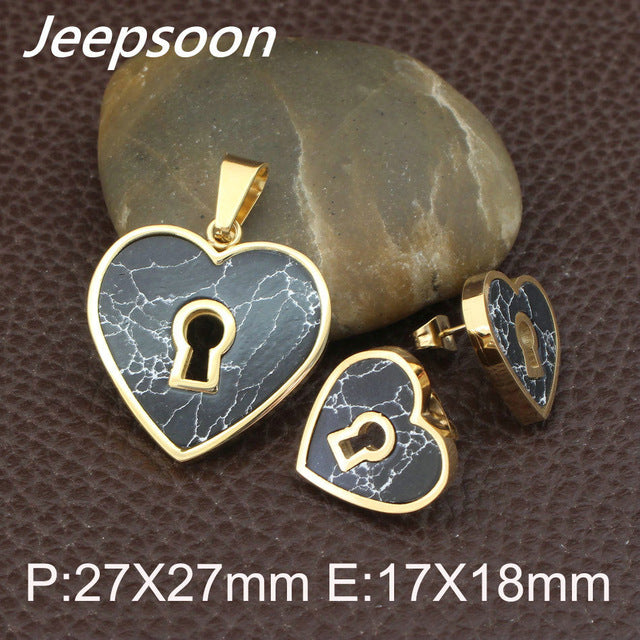 Heart Style 2Colors Stainless Steel Pendant and Earring sets SBJFKDCA