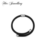 white and black leather bracelet