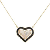 Hibride Big Heart Design Gold Silver Chain Necklace Pendant