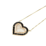 Hibride Big Heart Design Gold Silver Chain Necklace Pendant