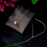 Hibride Flower Cluster Clear Crystal Zirconia Gold Color Necklaces Pendants