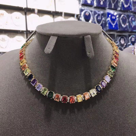 Hibride Multi-color Beautiful Full AAA Cubic Zircon Pendant Necklace