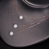 Hibride Rose Gold Big Marquise Shining CZ Zirconia Flower Pendant & Necklaces