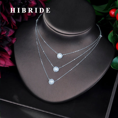 Hibride Rose Gold Big Marquise Shining CZ Zirconia Flower Pendant & Necklaces