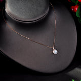 Hibride Sparkling Tear Drop Zirconia Crystal Zircon Pendant Chain Necklaces