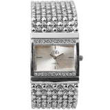 Stainless Steel Quartz Rhinestone Crystal Analog Wrist Watch