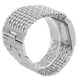 Stainless Steel Quartz Rhinestone Crystal Analog Wrist Watch