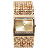 Stainless Steel Quartz Rhinestone Crystal Analog Wrist Watch