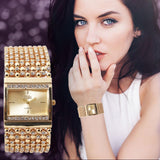 Stainless Steel Quartz Rhinestone Crystal Analog Wrist Watch