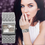 Stainless Steel Quartz Rhinestone Crystal Analog Wrist Watch