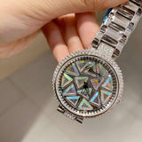 Quartz Big Stone Crystal Waterproof Stainless Steel Wrist Watch