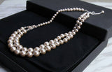 Classic double strand of pearls Necklace AAA CZ Crystals