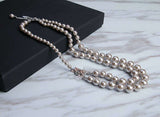 Classic double strand of pearls Necklace AAA CZ Crystals