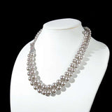 Classic double strand of pearls Necklace AAA CZ Crystals