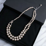 Classic double strand of pearls Necklace AAA CZ Crystals