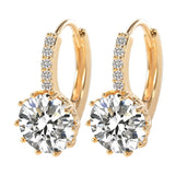 White/Yellow Gold Color Plated CZ Zircon Hoop Earrings