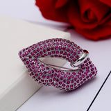 AAA zircon brooch Sexy Crystal Rhinestone Red Lips Brooch Pin