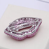 AAA zircon brooch Sexy Crystal Rhinestone Red Lips Brooch Pin