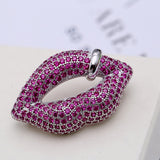 AAA zircon brooch Sexy Crystal Rhinestone Red Lips Brooch Pin