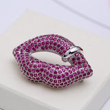 AAA zircon brooch Sexy Crystal Rhinestone Red Lips Brooch Pin