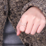 High quality brand fashion personality micro inlay AAA zircon cross ladies ring for women wedding ring wholesale