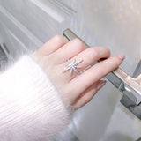 micro-inlaid zircon silver-plated ring