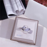 crystal swan opening S925 pure silver temperament wedding ring silver ornaments