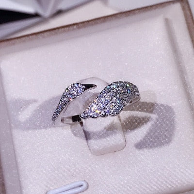 crystal swan opening S925 pure silver temperament wedding ring silver ornaments