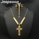 Stainless Steel Metal Gold colors Necklace And Earrings Jewelry Set SDNDANKD