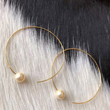 Simple C-shaped Line Imitated Shell Pearl Earrings