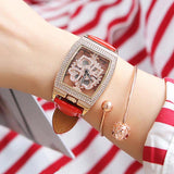 Luxury Square Rotating Watches Quartz Diamond Stainless Steel Watch