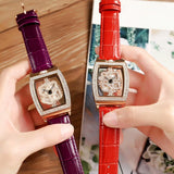 Luxury Square Rotating Watches Quartz Diamond Stainless Steel Watch