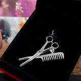 Comb Scissors Barber Tools Corsage Brooch Pin