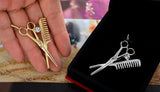 Comb Scissors Barber Tools Corsage Brooch Pin
