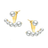 Paris Designer Jewelry Fashion Round Pearl Gold Color Dangle Earrings