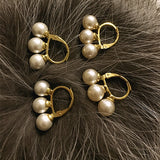 Paris Designer Jewelry Fashion Round Pearl Earrings Gold Color Dangle Earrings