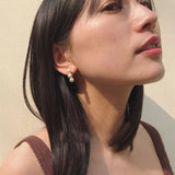 Paris Designer Jewelry Fashion Round Pearl Earrings Gold Color Dangle Earrings