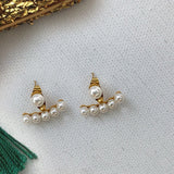Paris Designer Jewelry Fashion Round Pearl Gold Color Dangle Earrings