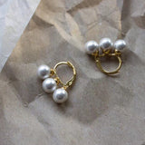 Paris Designer Jewelry Fashion Round Pearl Earrings Gold Color Dangle Earrings