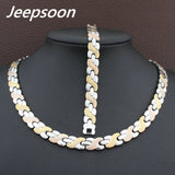 Stainless Steel Metal Silver and gold color Necklace And Bracelet Jewelry Set SFKGCOEI