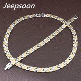 Stainless Steel Metal Silver and gold color Necklace And Bracelet Jewelry Set SFKGCOEI