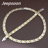 Stainless Steel Metal Silver and gold color Necklace And Bracelet Jewelry Set SFKGCOEI