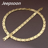 Stainless Steel Metal Silver and gold color Necklace And Bracelet Jewelry Set SFKGCOEI