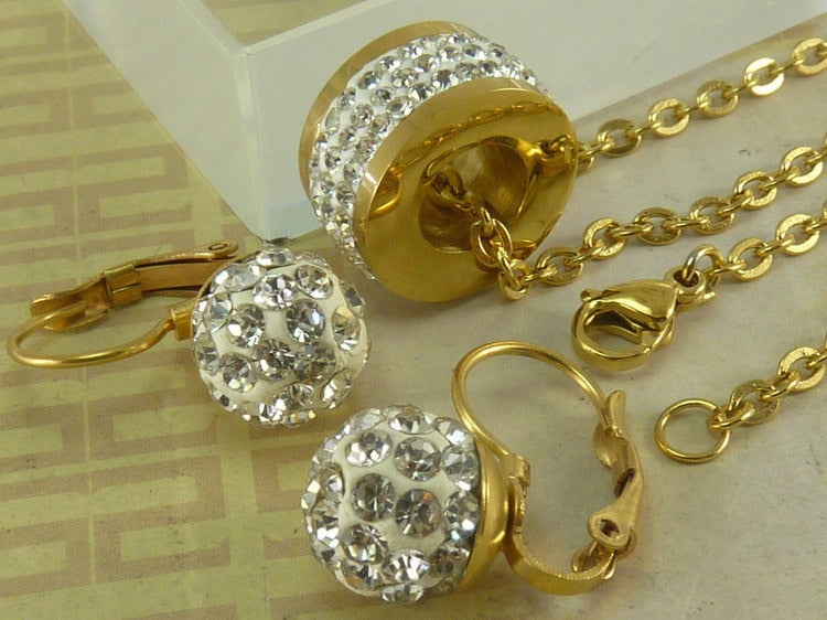 Gold Color Stainless steel earrings, pendants, necklaces jewelry sets SFFAAWBH