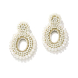 Hyperbole Big Pearl Dangle Geometric Ellipse Rhinestone Oversize Drop Earrings