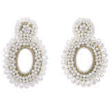 Hyperbole Big Pearl Dangle Geometric Ellipse Rhinestone Oversize Drop Earrings