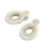 Hyperbole Big Pearl Dangle Geometric Ellipse Rhinestone Oversize Drop Earrings