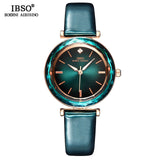 IBSO Brand Luxury Glass Design Wrist Watch Leather Quartz