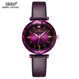 IBSO Brand Luxury Glass Design Wrist Watch Leather Quartz